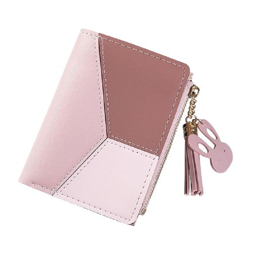 Porte monnaie court tricolore - Le Classique™ rose