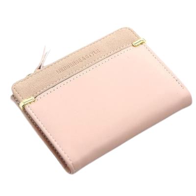 Porte-monnaie en cuir pu zippé bicolore - Le Classique™ rose