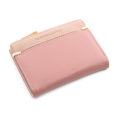 Porte-monnaie en cuir pu zippé bicolore - Le Classique™