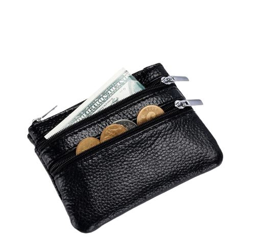 Porte monnaie en simili cuir double zippe - Le Classique™