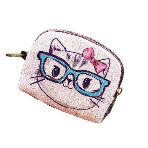 Porte monnaie en tissu imprimé animal - Le Classique™ chat