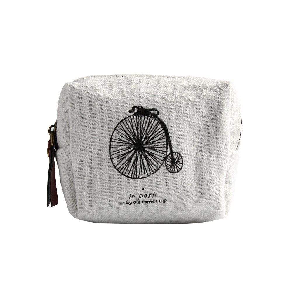 Porte monnaie en tissu imprimé art - Le Classique™ blanc beige