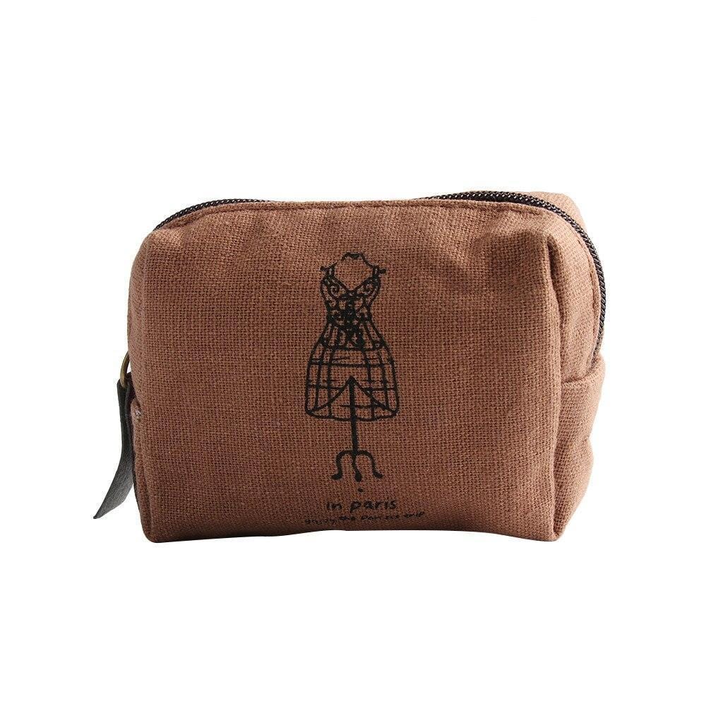 Porte monnaie en tissu imprimé art - Le Classique™ brun