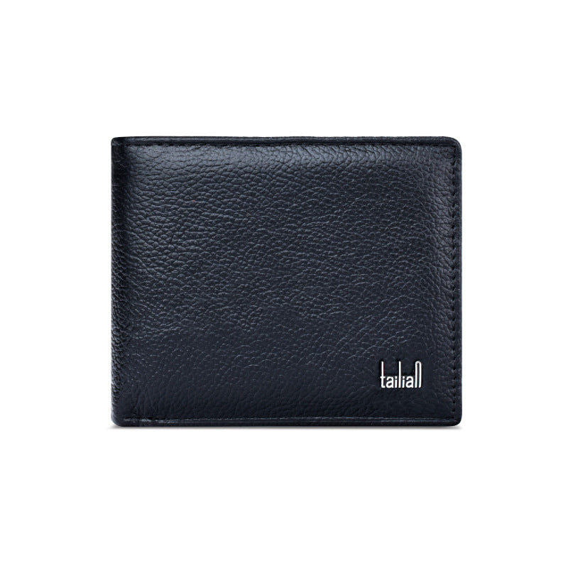 Portefeuille classique en cuir véritable lisse - L’élégant™ noir
