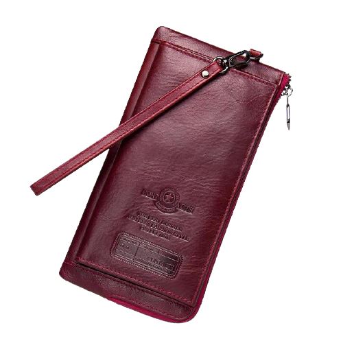 Portefeuille grande capacité en cuir RFID - Le Classique™ rouge