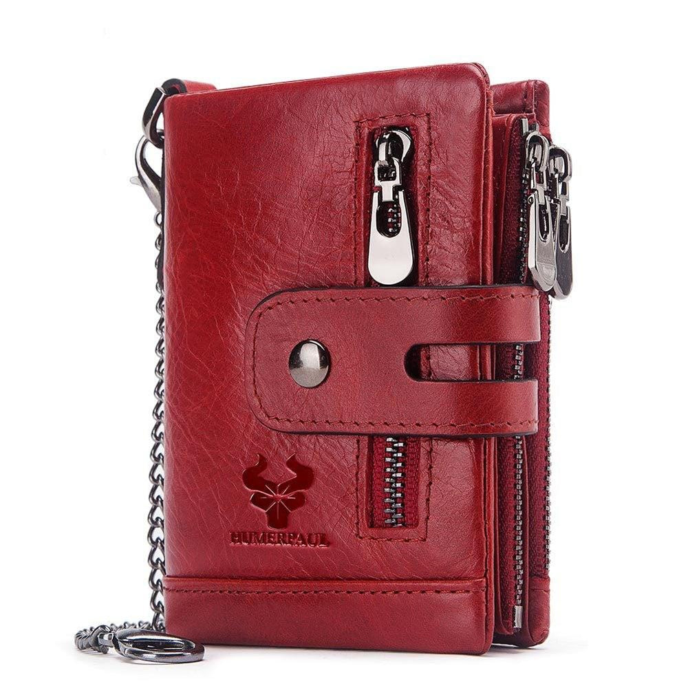 Portefeuille en cuir avec chaîne RFID - L’Héritage™ rouge