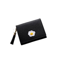 Portefeuille court motif fleur - L’unique™ noir