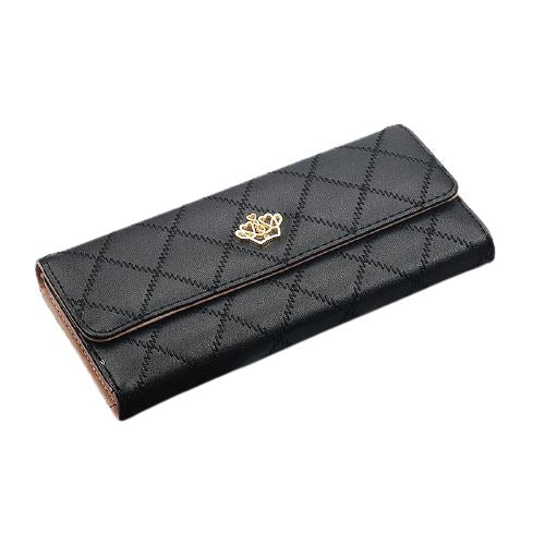 Portefeuille long décoration couronne - L'unique™ noir