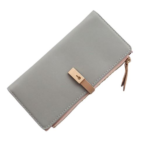 Portefeuille couleur unie long - Le Classique™ gris