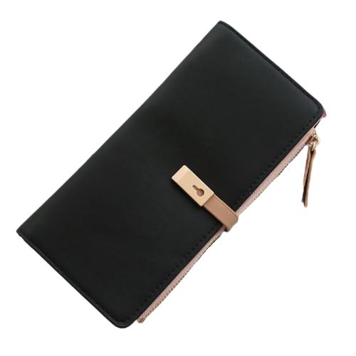 Portefeuille couleur unie long - Le Classique™ noir