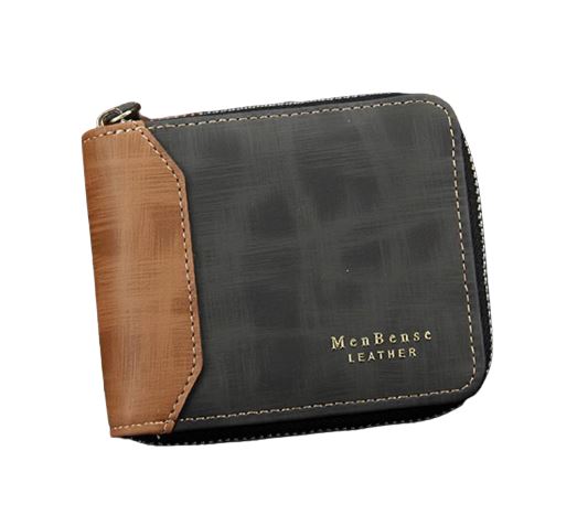Portefeuille rétro à glissière bicolore - Le Classique™ noir