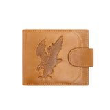 Portefeuille en cuir gravure aigle - L’élégant™ brun