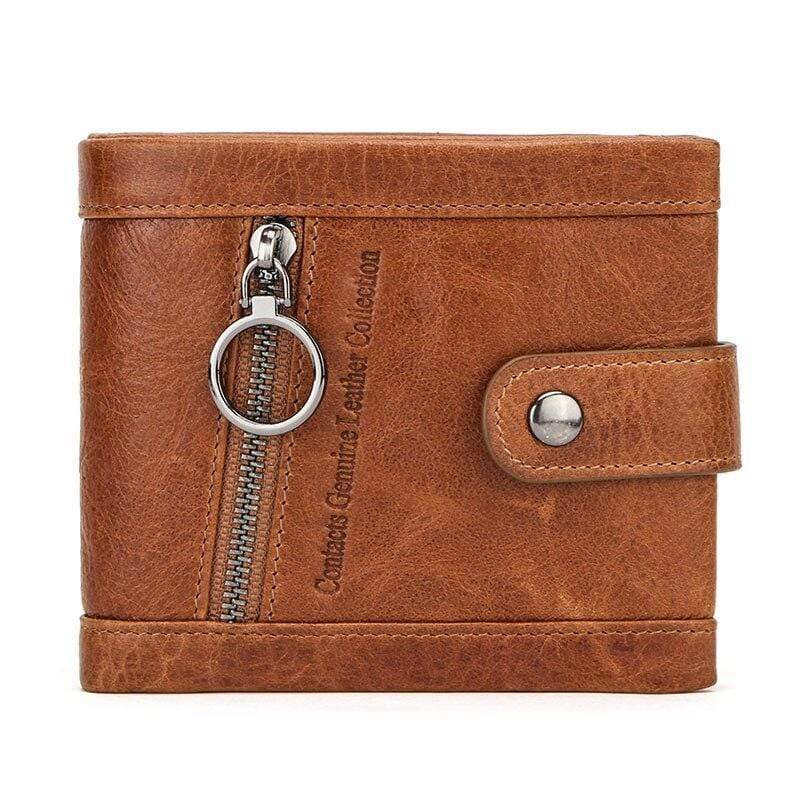 Portefeuille court en cuir véritable RFID - Le Classique™ brun