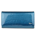 Portefeuille en cuir crocodile de luxe - L’élégant™ bleu