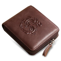 Portefeuille en cuir gravure dragon - L’élégant™ brun