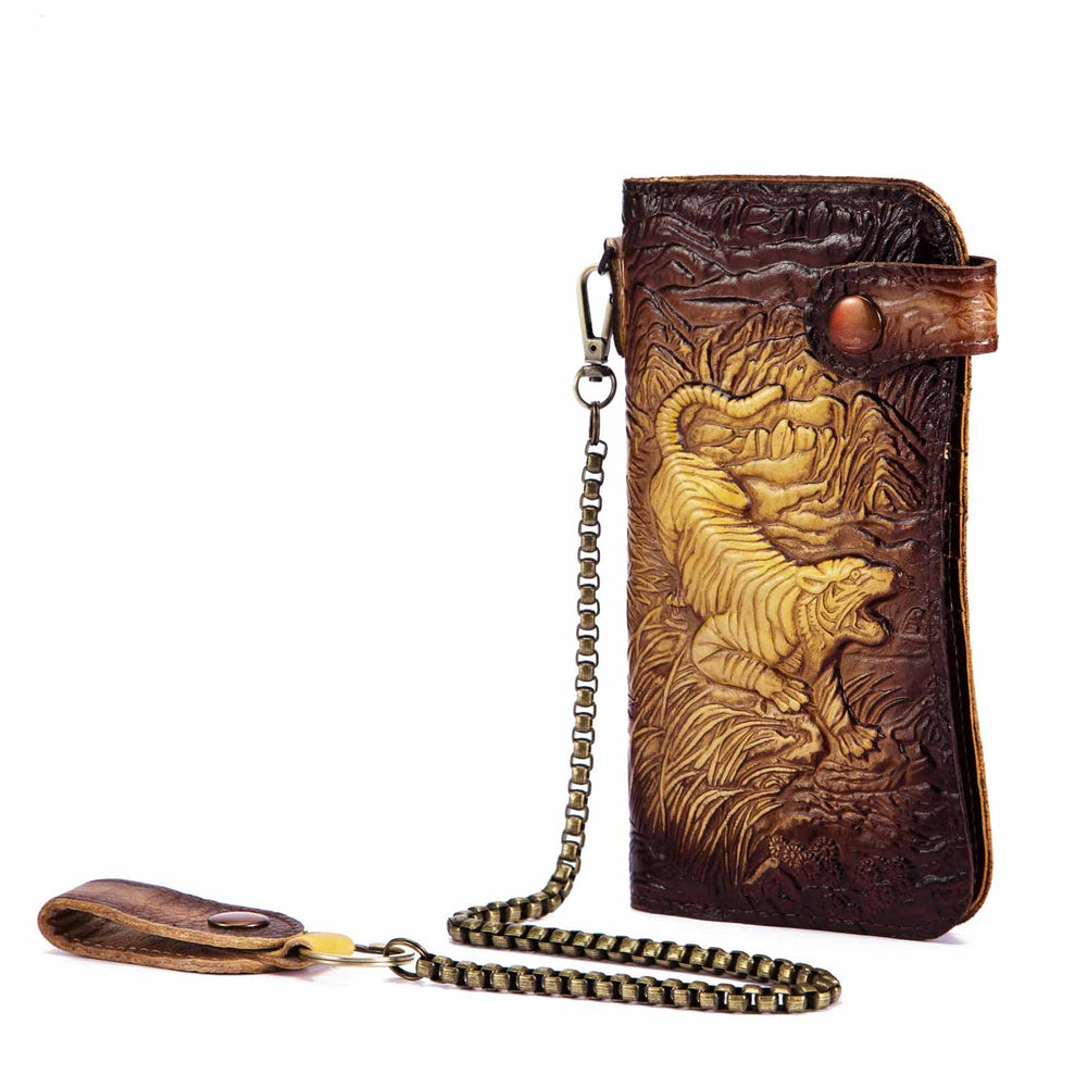 Portefeuille de grande capacité en cuir - Le Classique™ tigre or