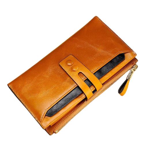 Portefeuille en cuir véritable long - Le Classique™ brun