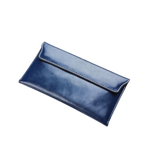 Portefeuille en cuir véritable long de luxe - Le Classique™ bleu