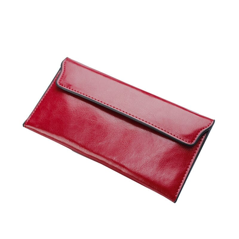 Portefeuille en cuir véritable long de luxe - Le Classique™ rouge
