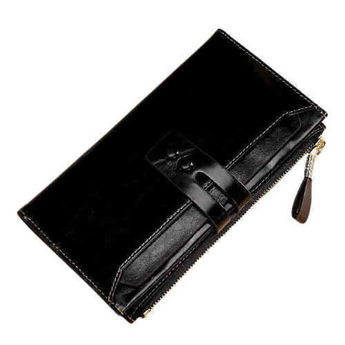 Portefeuille en cuir véritable long - L’élégant™ noir