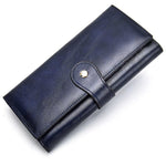 Portefeuille en cuir long RFID - L’élégant™ bleu royal