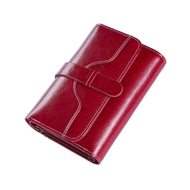 Portefeuille en véritable cuir lisse RFID - Le Classique™ rouge vin