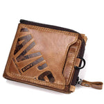 Portefeuille vintage en cuir gravé - L’élégant™ brun taille S