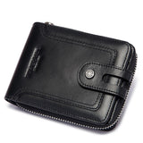 Portefeuille vintage en cuir lisse RFID - L’élégant™ noir