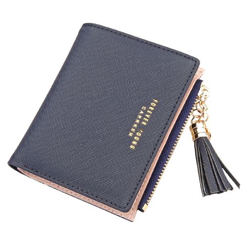 Portefeuille fin en simili cuir avec pompon - Le Classique™ noir