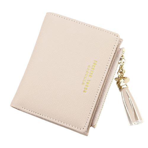 Portefeuille fin en simili cuir avec pompon - Le Classique™ rose saumoné