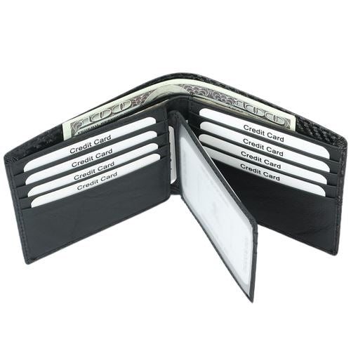 Portefeuille fin en simili cuir carbone RFID - Le Classique™
