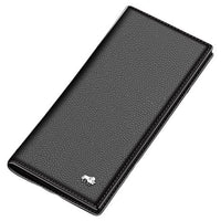 Portefeuille long et mince en cuir - Bison Denim - L’élégant™ logo argent