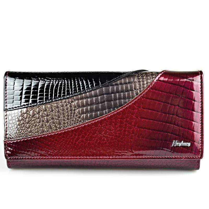 Portefeuille en cuir haute de gamme crocodile - L’Absolu™ rouge vin