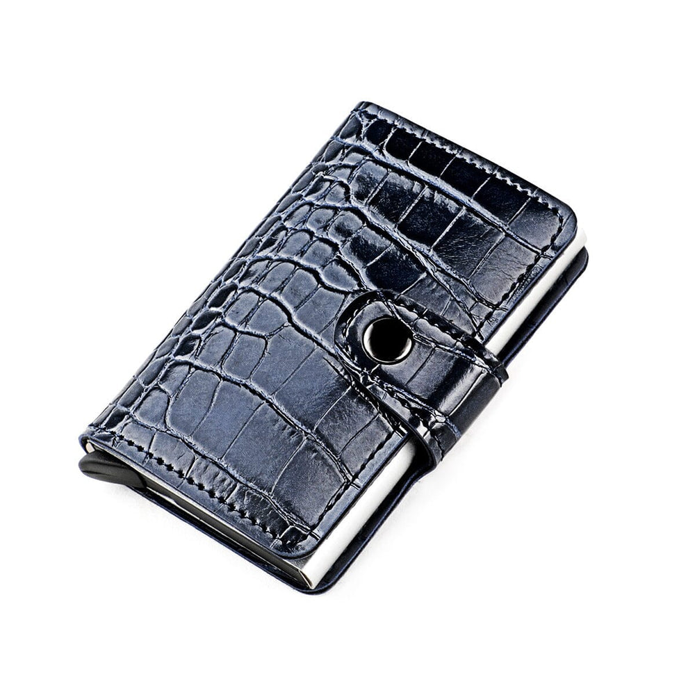 Porte-cartes style crocodile verni - Le Classique™ bleu