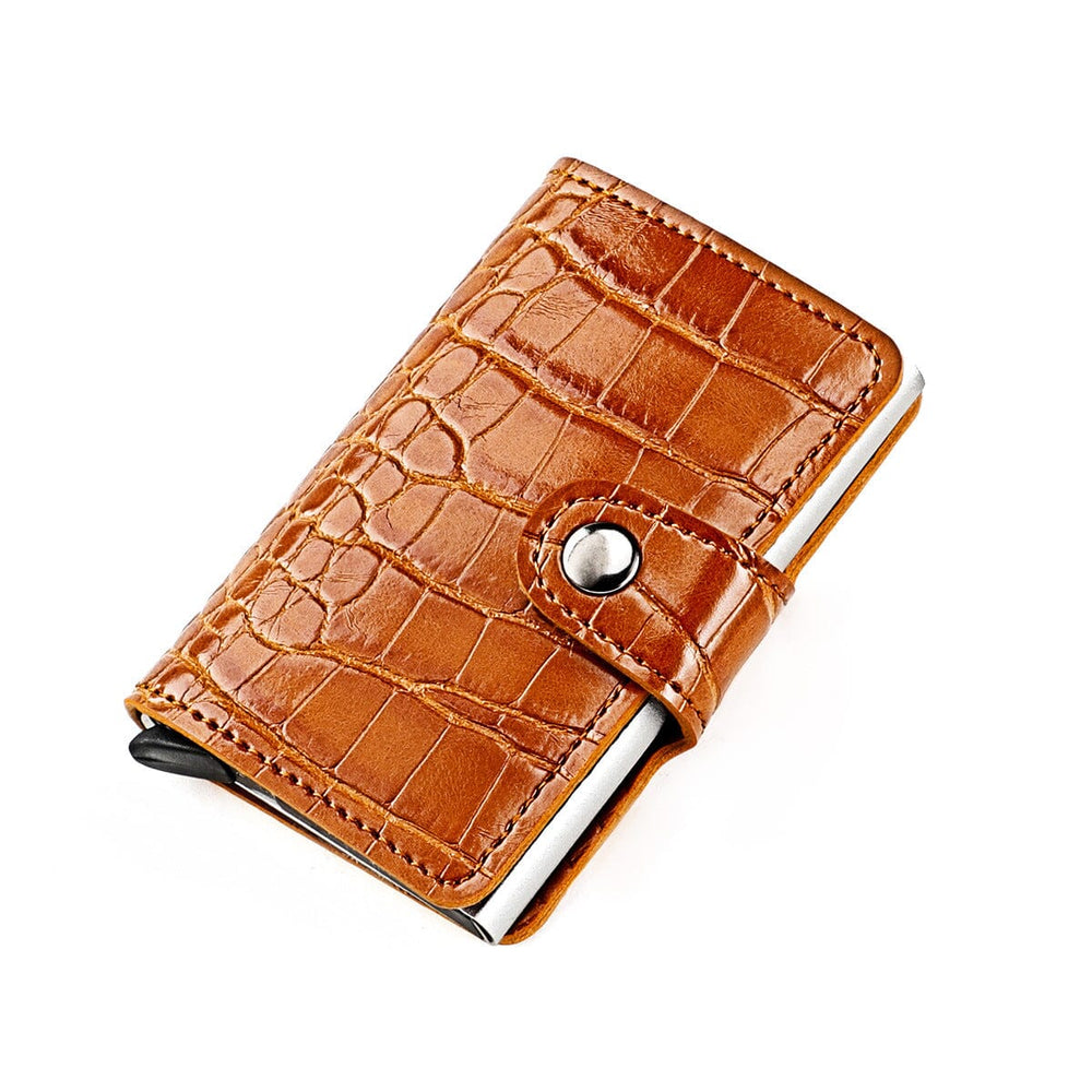 Porte-cartes style crocodile verni - Le Classique™ brun
