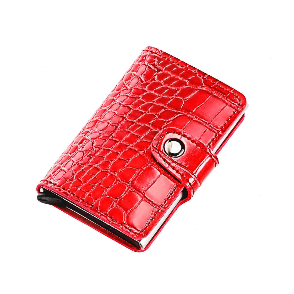 Porte-cartes style crocodile verni - Le Classique™ rouge