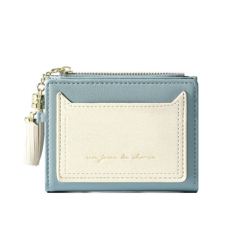 Portefeuille femme court bicolore - Le Classique™ bleu
