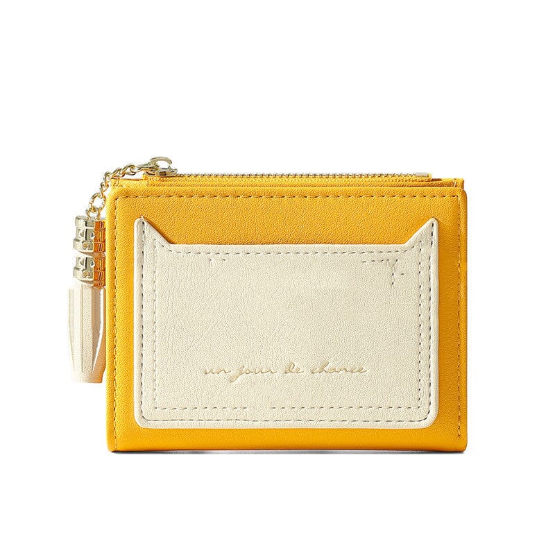 Portefeuille femme court bicolore - Le Classique™ jaune