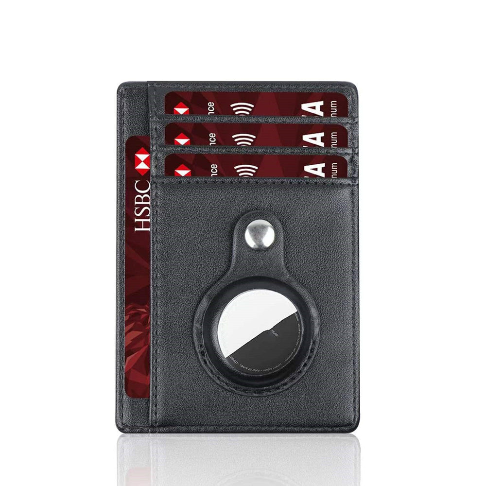 Porte-cartes fin avec emplacement AirTag RFID - Le Secur™ noir